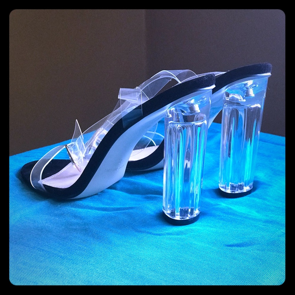 Pretty Little Thing: Black Clear Strap Heels